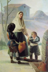 Una mujer y dos niños junto a una fuente, 1786-7